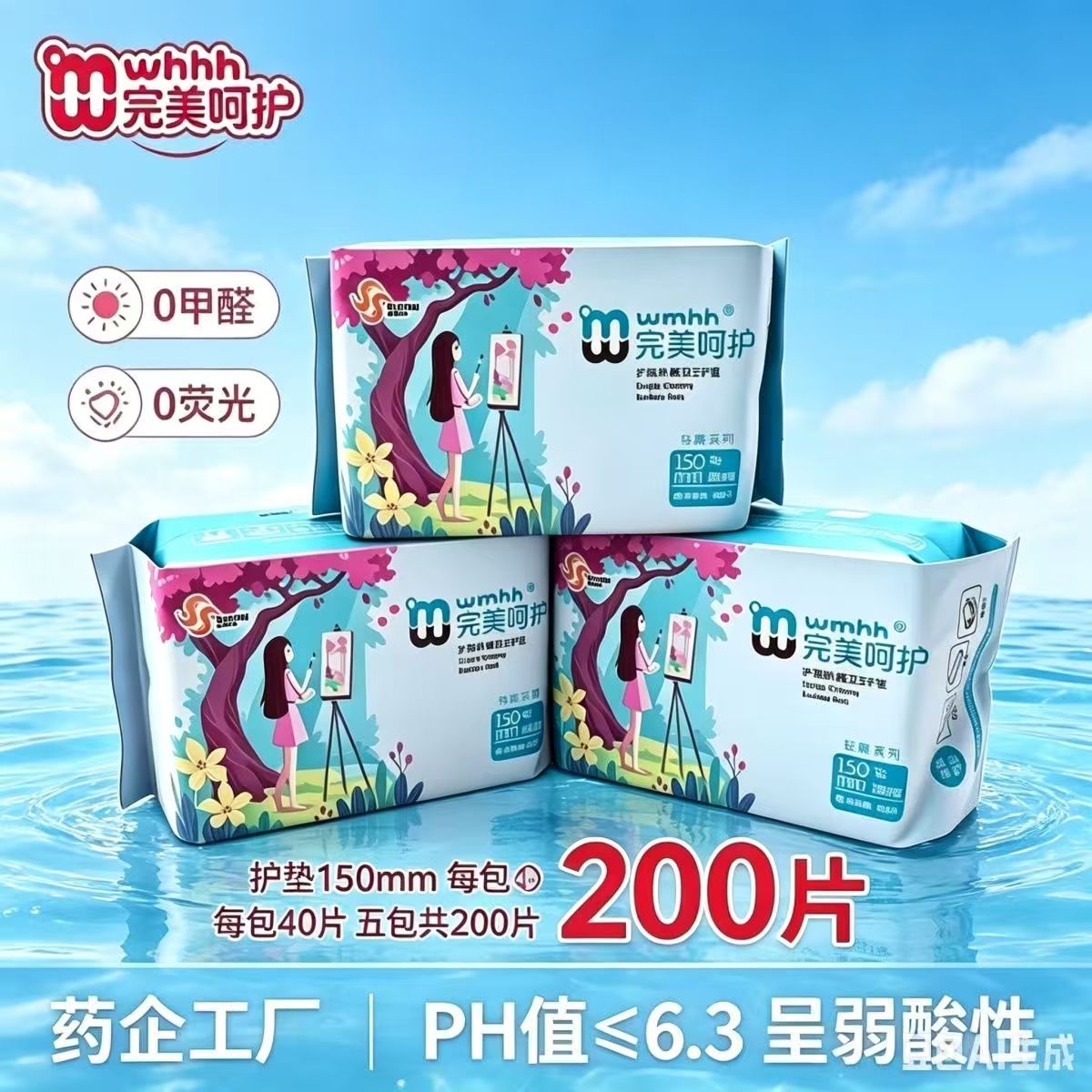 完美呵护卫生巾护垫棉韵轻舞系列棉柔超薄透气姨妈巾日用夜用组合