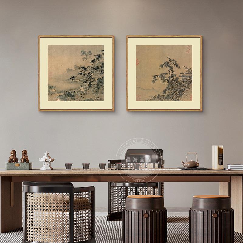 宋画小品南宋马远雪景图古代山水画国画名画复制品中式仿古画挂画
