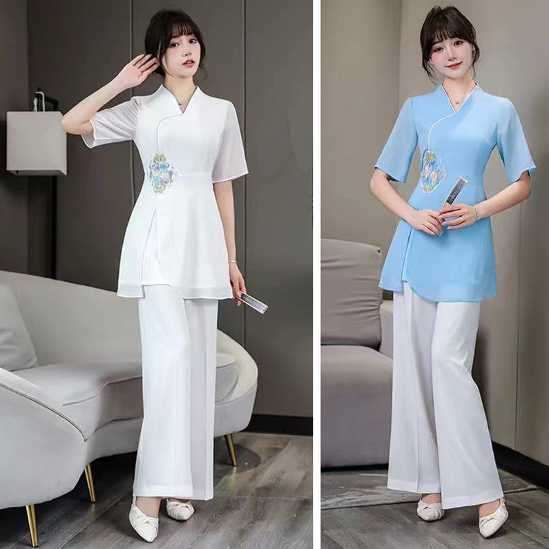 2025新款美容院工作服女足疗工作服修身显瘦工衣足浴技师工作服女