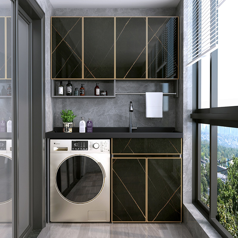 阳台洗衣机柜组合石英石池槽一体柜滚筒伴侣带搓板太空铝洗手脸盆,家装主材,浴室柜组合,淘宝优惠券,粉丝福利购,淘宝优惠卷