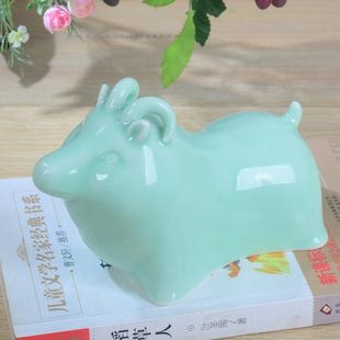 饰品 色简约现代存钱罐家居生肖陶瓷玄关工艺品羊摆件小青天创意装