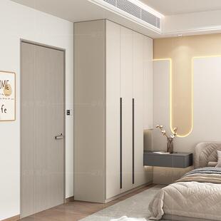 现代简约衣柜收纳家用卧室一体靠墙大容量定制推拉门带转角床头柜