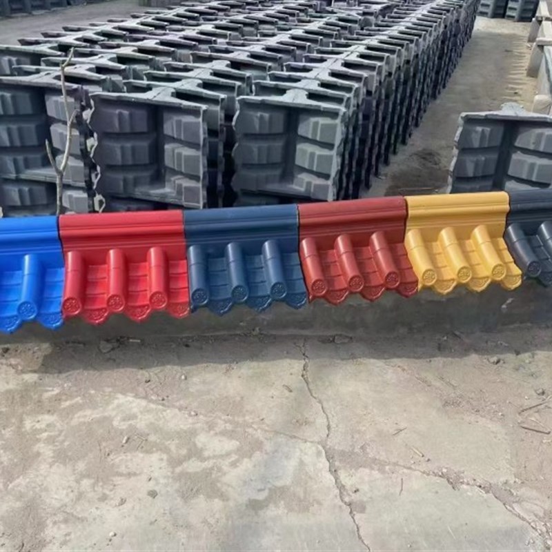 仿古一体瓦墙头帽面瓦水泥外墙围墙帽院墙帽装饰青瓦砖雕压顶帽