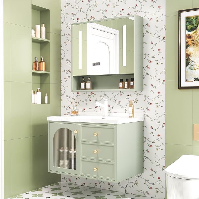 法式橡木烤漆75/85/95/105/115CM陶瓷一体盆浴室柜洗漱台洗脸盆