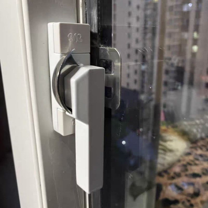 阳台老式搭扣塑钢锁栓月牙锁推拉方柄窗户铝合金平移门窗锁钩