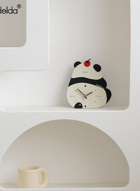 Mndeld入户玄关桌面装饰电视柜客厅熊猫时钟家居摆放式钟表