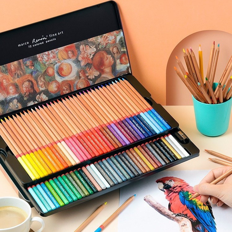 Mo马雷诺阿油性彩铅色色色水溶性彩色铅笔装手绘涂色画笔马克美术