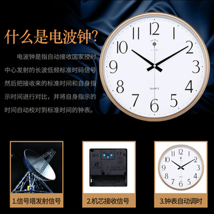 北极星电波挂钟静音现代时尚钟表客厅卧室办公室创意石英钟表