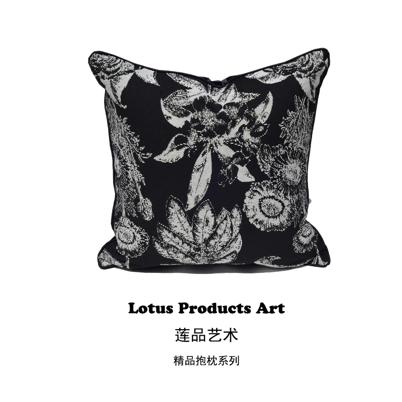 黑色加厚提花现代新古典客厅沙发靠垫抱枕卧室床上靠背靠包