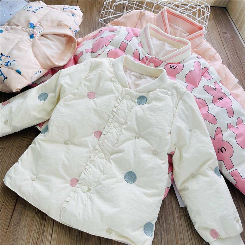 秋冬季女童90%绒保暖羽绒内胆 宝宝国风刺绣轻薄羽绒服校内神器