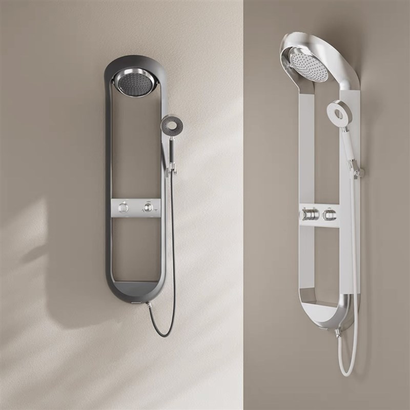 全铜淋浴花洒套装恒温置物多功能家用网红款沐浴器枪灰数显大顶喷