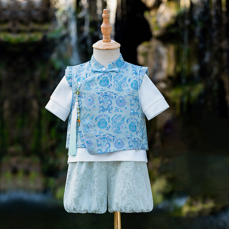 宝宝周岁礼服男夏季2024新款男童一岁抓周唐装冠衣男宝汉服新中式