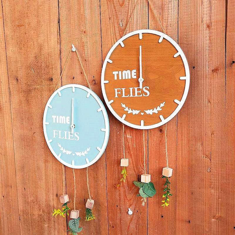 北欧简约壁钟时钟客厅卧室钟表静音工艺钟创意家居装饰品木质挂钟