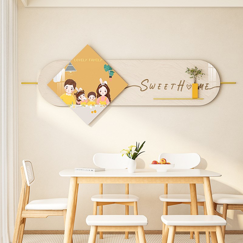 现代风餐厅晶瓷装饰画组合挂画轻奢背景圆形画墙面餐桌墙面饰品画