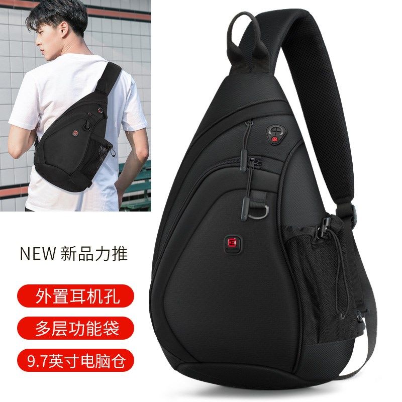斜挎胸包时尚多功能男士单肩潮流胸前运动户外骑行小包水滴三角包