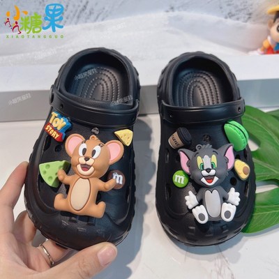 儿童拖鞋男童夏天2024新款男孩外穿黑色洞洞鞋帅气时尚轻便防滑夏