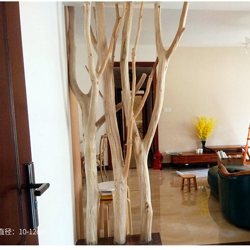 天然干树枝带叉 侘寂风枯木装饰隔断屏风幼儿园环创原木北欧造景