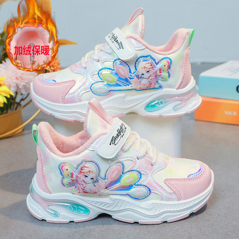女童冬季新款加绒保暖运动鞋小学生女孩子软底旅游鞋单鞋儿童棉鞋