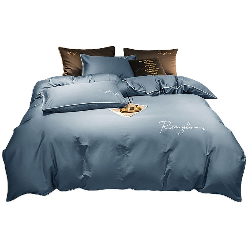 四件套纯棉全棉100长绒棉60支床单被套床笠款四季通用4床上三件套