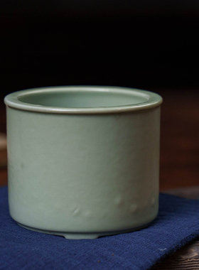 清代青釉三足香炉老物件文玩古董瓷器收藏客厅办公室香炉供奉摆件