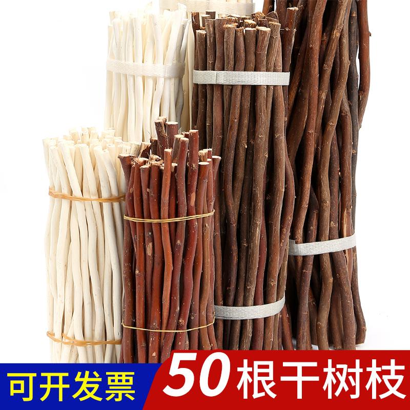 木棍树枝树干装饰dniy手工摆件细小幼儿园自然材料环创松果原木条