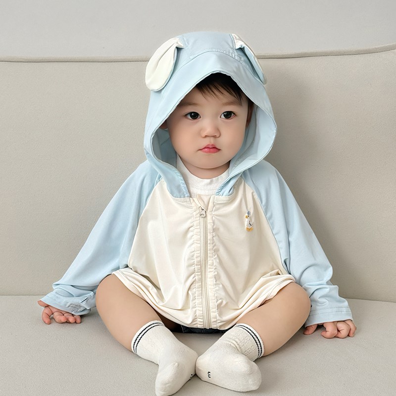 宝宝外套薄款夏季韩系童装洋气空调衫斗篷小月龄外出连帽防晒衣夏