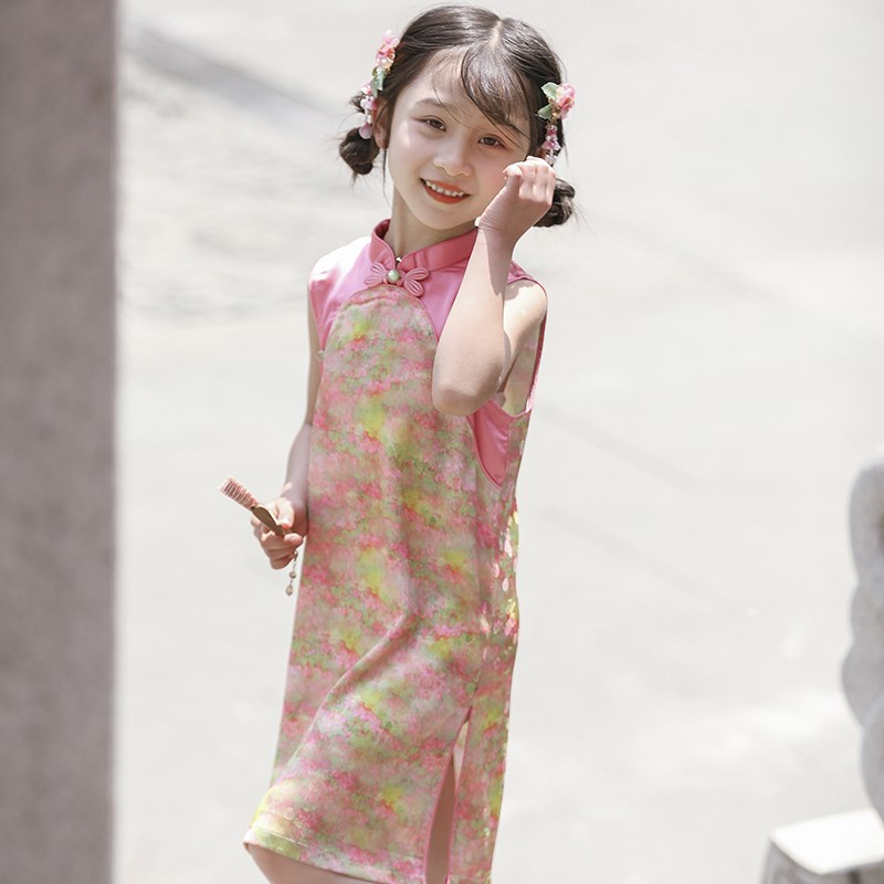 儿童旗袍2024年夏季新款改良女童汉服宝宝新中式连衣裙洋气童装