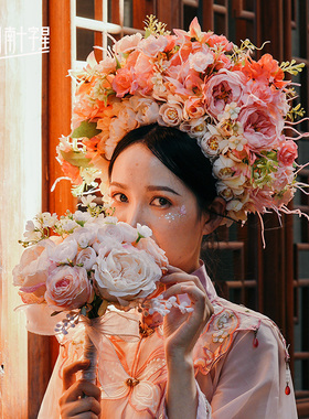 泉州浔埔簪花发箍成品假花绢花头饰民族风花环新中式汉服配饰头箍