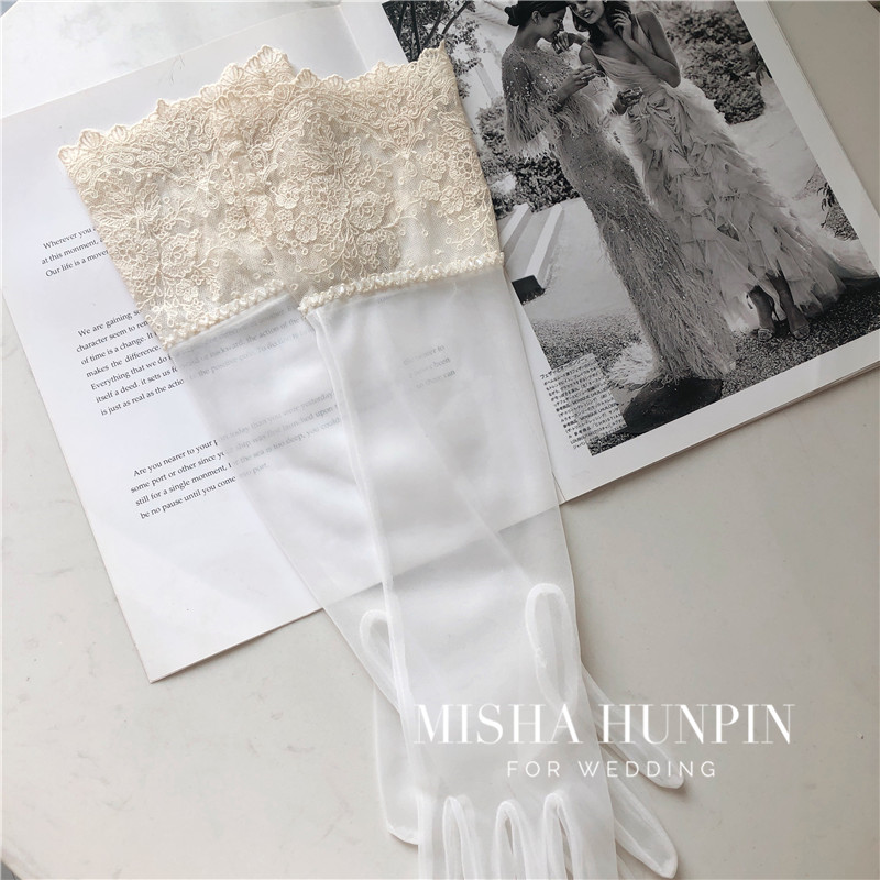 蜜纱婚品新款时尚气质手作轻复古蕾丝手套新娘婚纱礼服旅拍配饰