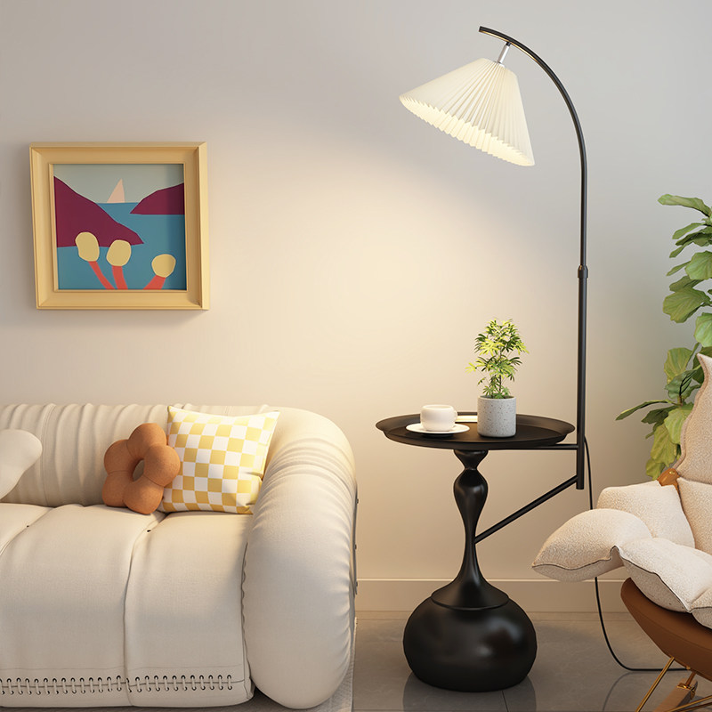 茶几落地灯客厅沙发边艺术卧室床头法式侘寂奶油风高级感置物台灯,家装灯饰光源,置物功能落地灯,淘宝优惠券,粉丝福利购,淘宝优惠卷