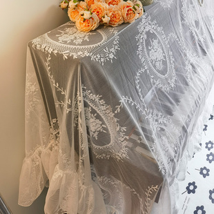 复古蕾丝刺绣钢琴罩半罩全罩白色浪漫防尘罩绣荷叶边电子琴盖巾