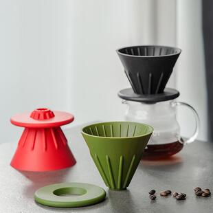 过滤器 手冲咖啡过滤杯漏斗食品级硅胶户外便携v60滤杯家用滴漏式