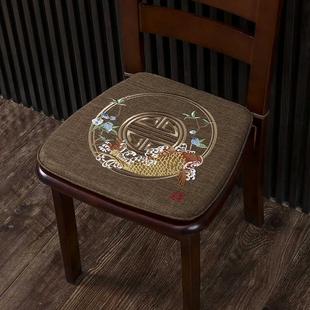 中式 刺绣餐桌椅坐垫马蹄形椅子垫四季 通用防滑餐椅座垫2024年新款