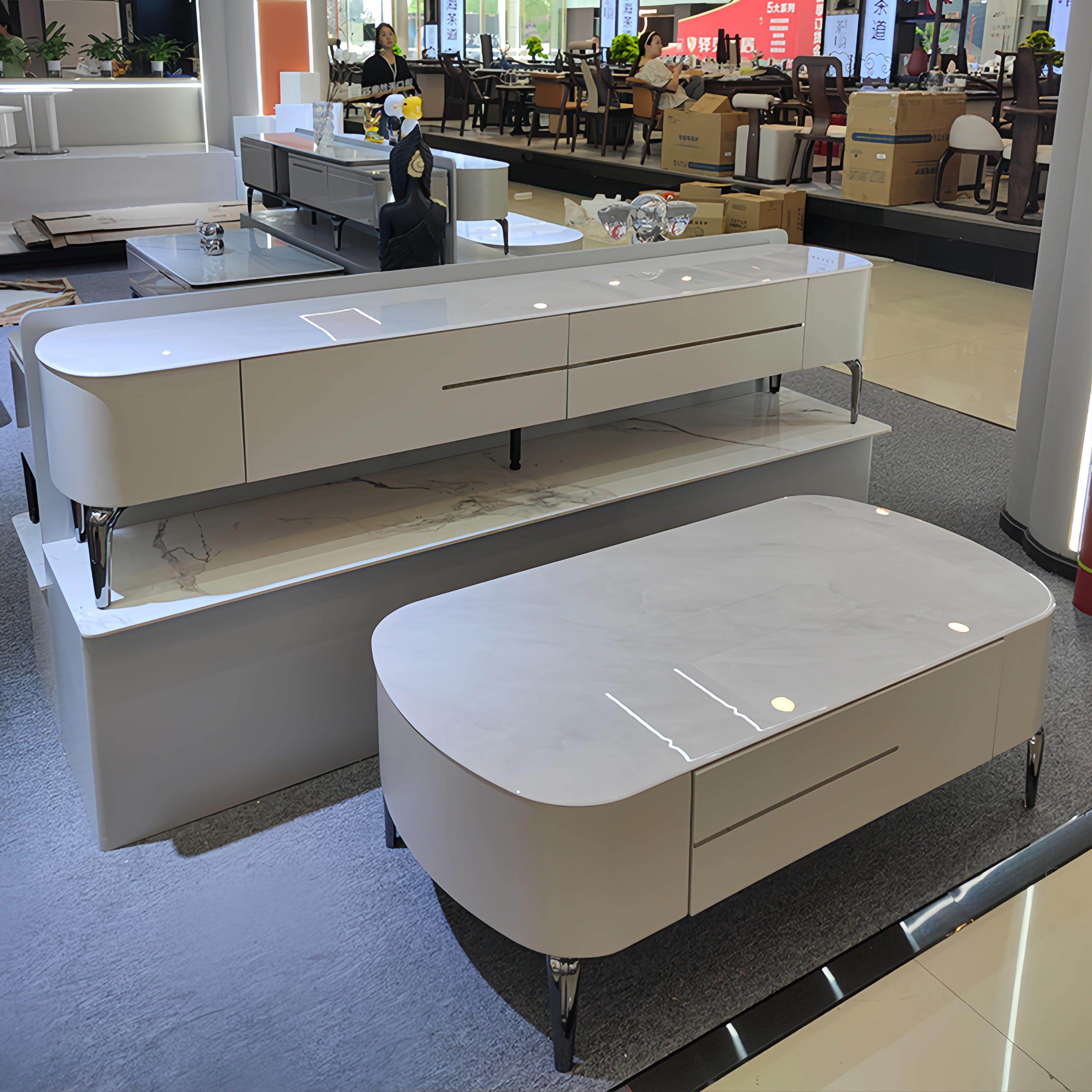 轻奢现代简约微晶玻茶几电视柜组合客厅家用小户型钢化玻璃茶几桌,住宅家具,电视柜,淘宝优惠券,粉丝福利购,淘宝优惠卷