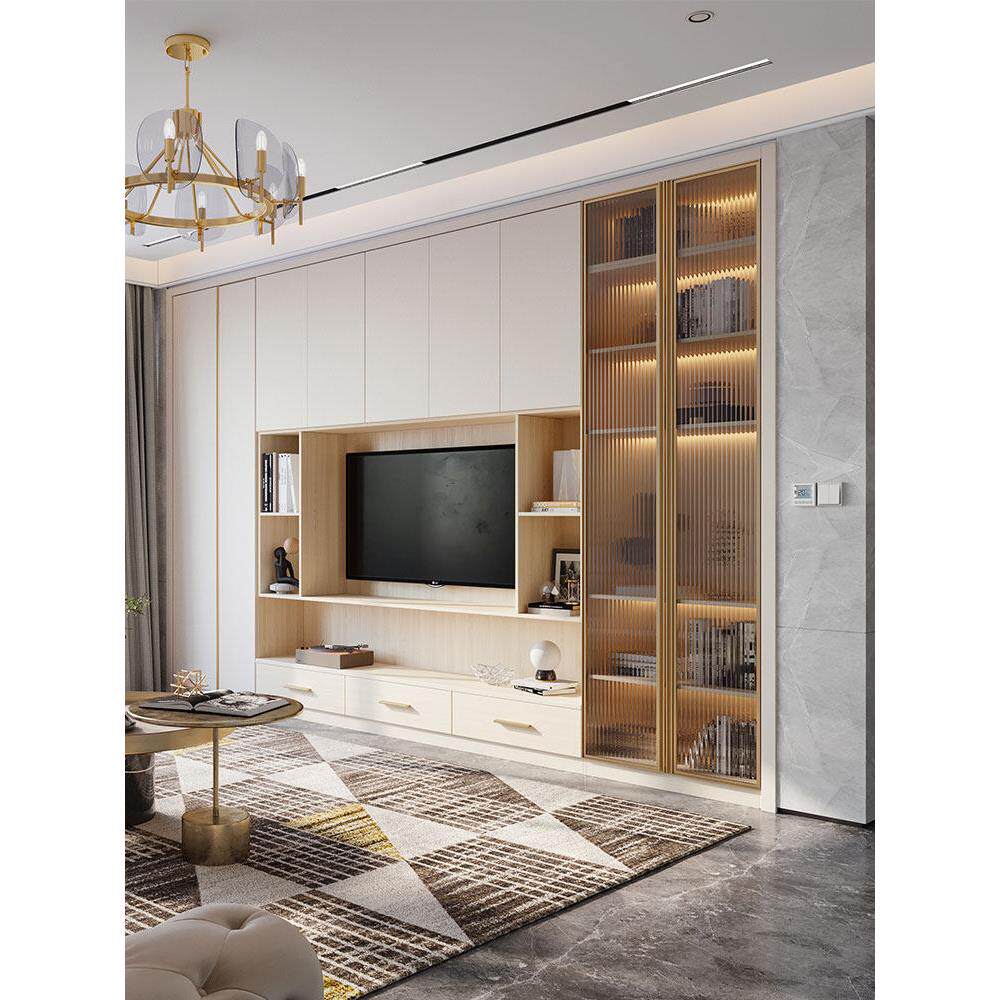 林氏家居全屋定制背景墙电视机柜一体满墙书柜客厅储物柜整墙家具