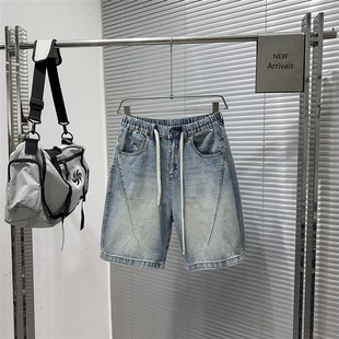 新款 扎染渐变宽松潮流五分裤 休闲男士 时尚 y牛仔短裤 沿界2025夏季