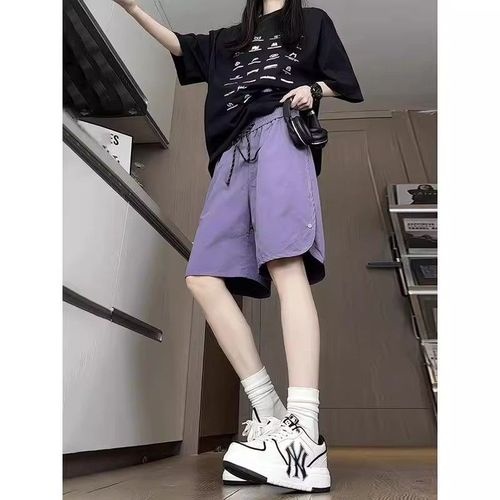 紫色速干 乾短裤女2025新款夏季x外穿工装五分裤子休闲 运动