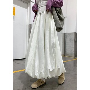 伞裙a字裙L326 高腰显瘦小个子法式 花苞半身裙女2025m春夏款 中长款