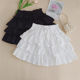 女童半身裙儿童新款夏季蓬蓬裙蛋糕E裙白色短裙洋气裙裤短款裙子