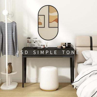 简色调网红床头梳妆台卧室现代简约极简实木小型黑色化妆桌80cm