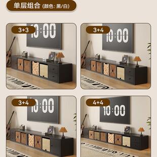 黑色实木电视柜自由组合格子柜客厅隔间柜现代简约书柜轻奢组合柜