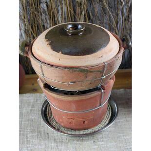 传统土火炭泥炉砂锅红泥炉户外木炭烧烤炭炉火锅港式打边炉酒店