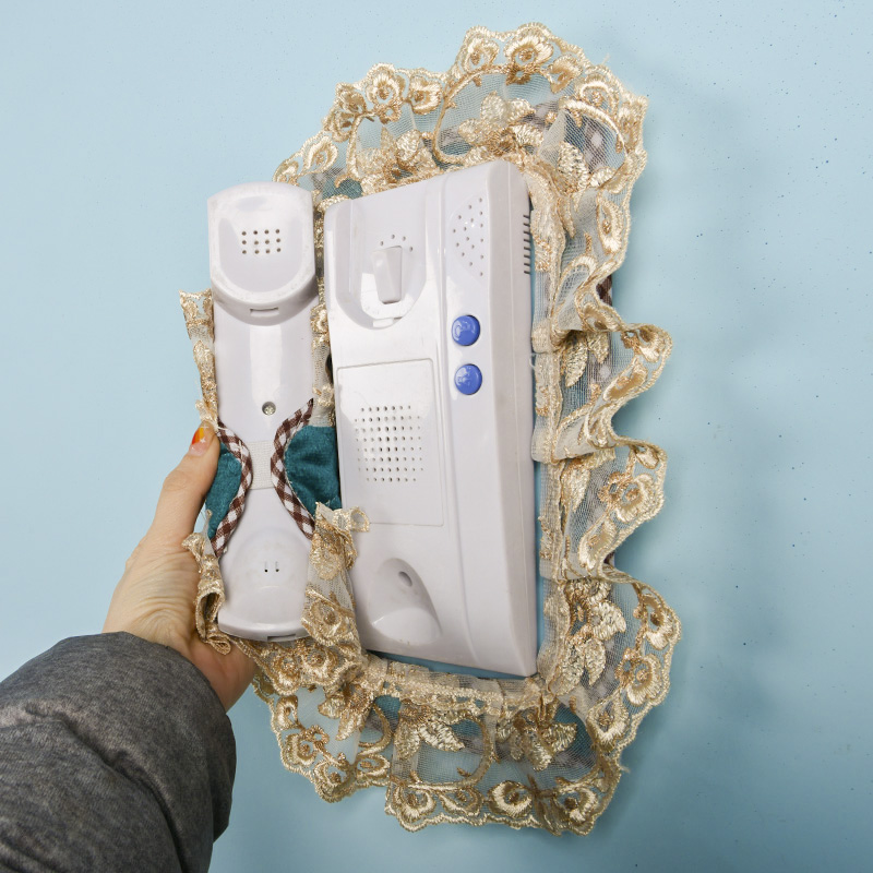 欧式布艺蕾丝对讲门铃室内门铃罩贴防尘罩门铃保护子定尺寸