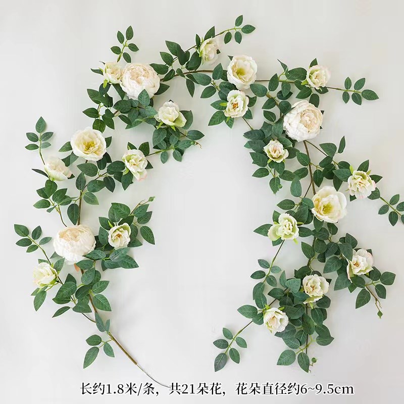 仿真玫瑰花藤假花藤条空调暖气管道藤蔓缠绕挂壁装饰高档植物遮挡