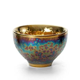 建盏主人杯单杯女士窑变七彩鎏金小茶杯陶瓷茶盏男个人杯大号茶碗
