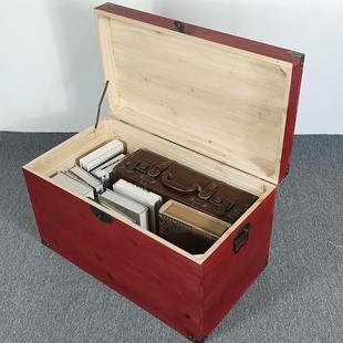 饰道具储物箱木箱百宝箱 木箱子带锁定做实木收纳箱家用大号复古装