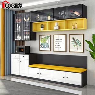 北欧卡座餐边柜一体靠墙组合家用小户型餐厅多功能储物柜定制G14