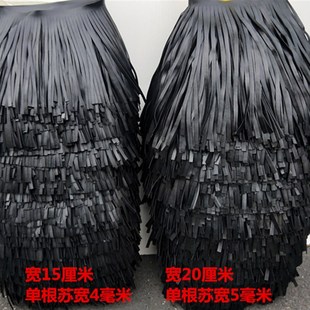 辅料黑色PU双面皮革排须流苏花边宽15一33厘米裙摆边 109号DIY服装