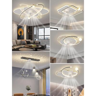 Gypsophila客厅风扇灯智能静音变频移动头吊扇灯卧室吊顶灯全屋包