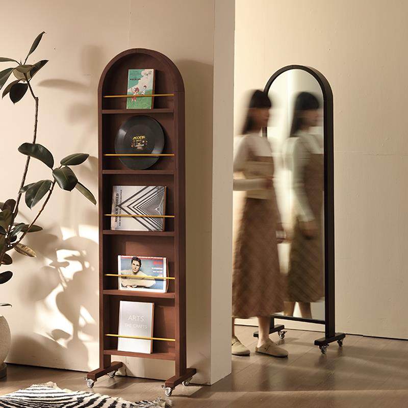 中复古风实木全身穿衣镜可移动落地旋转书架杂志一体法式置物玄关,住宅家具,杂志架镜,淘宝优惠券,粉丝福利购,淘宝优惠卷
